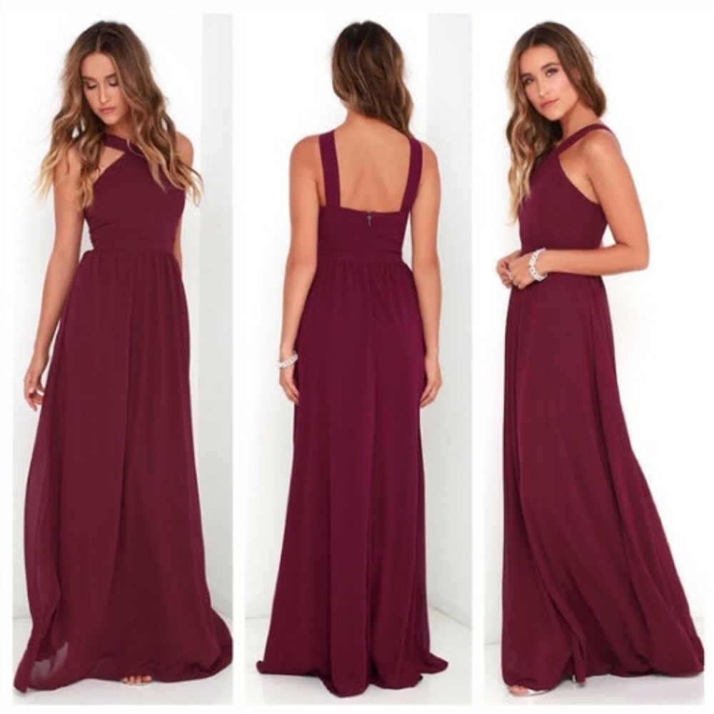Air of Romance Burgundy Maxi Dress